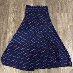 LuLaRoe A-Line Skirt with Navy and Red Zigzag